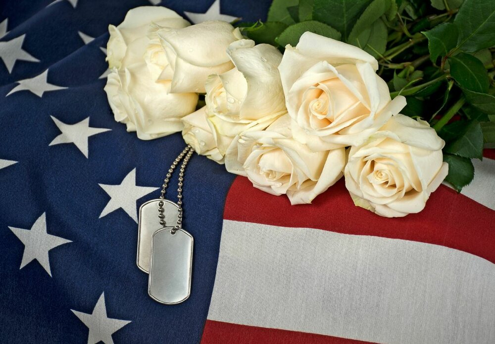 Military Funeral Flags After the Cremation Service  